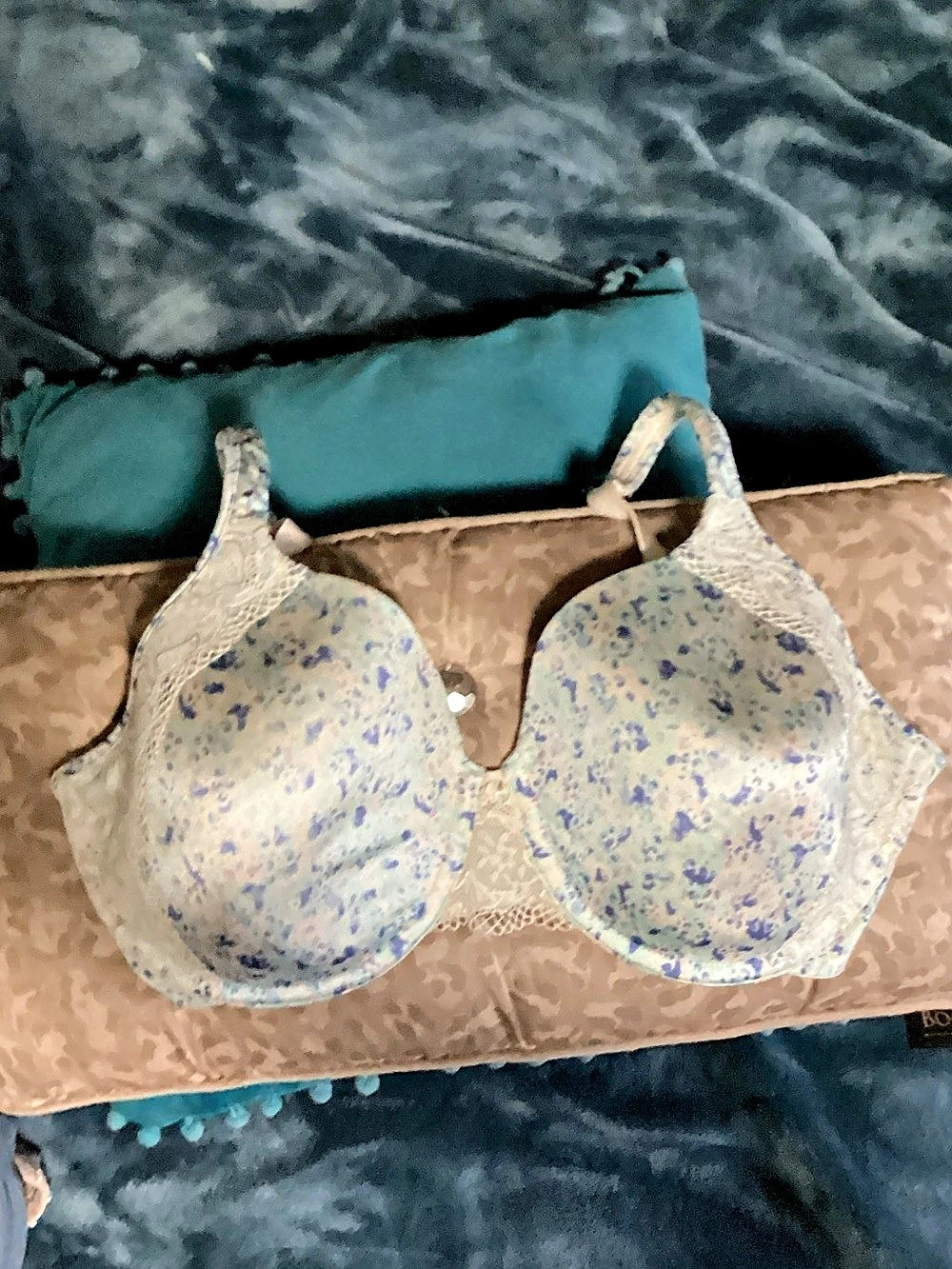 BALLET Floral Underwire Bra in White & Blue
